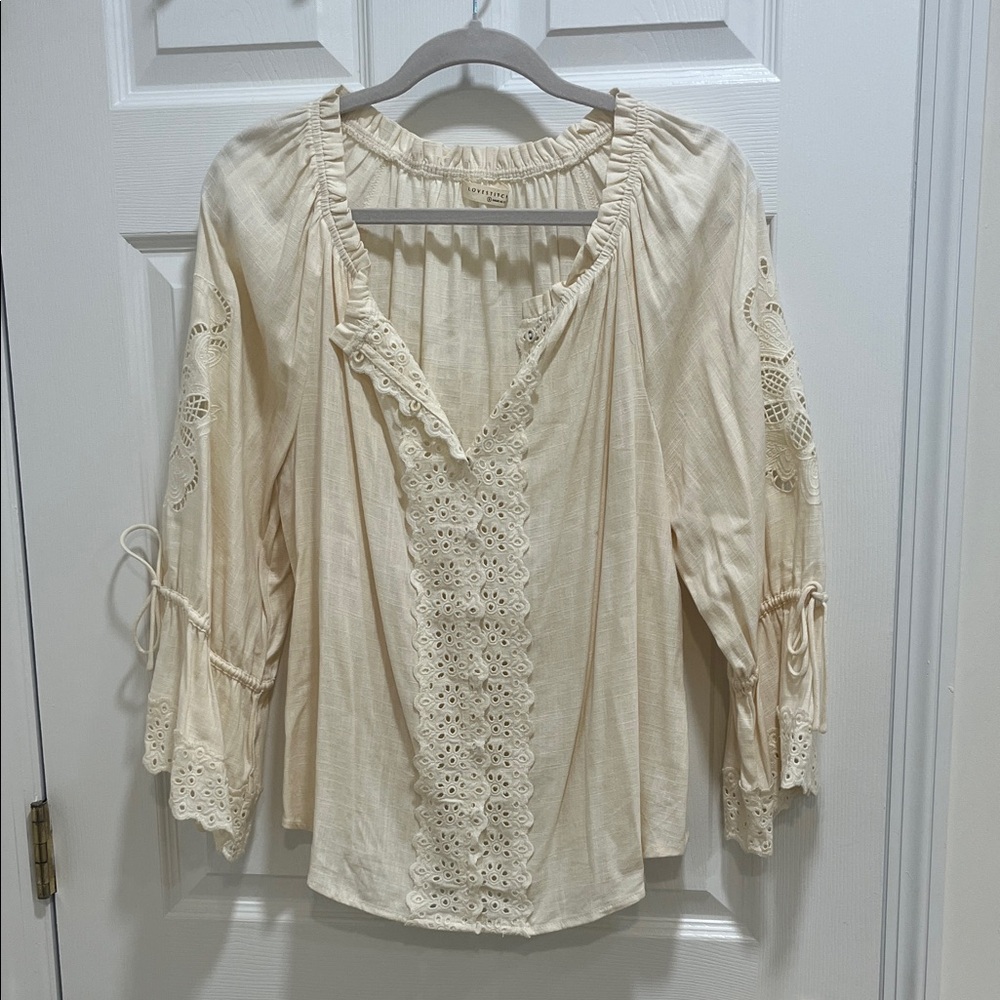 Lovestitch Cream Lace Accent Blouse